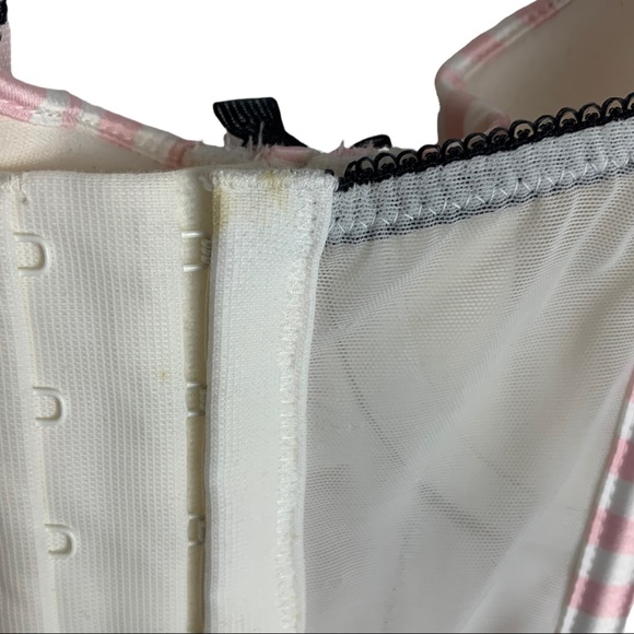Victoria's Secret Corset Pink/White Black Garter Size 34B - Picture 9 of 11